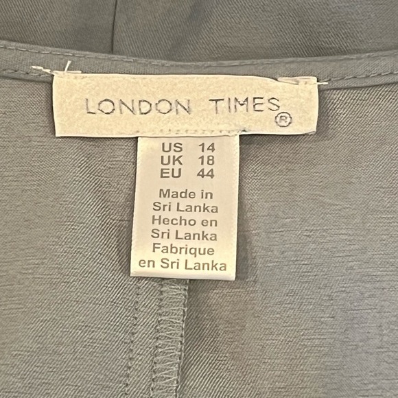 LONDON TIMES V-NECK CHAMBRAY RUFFLE SLEEVELESS MIDI DRESS IN BLUE NWT WOMEN'S 14 - Picture 11 of 15